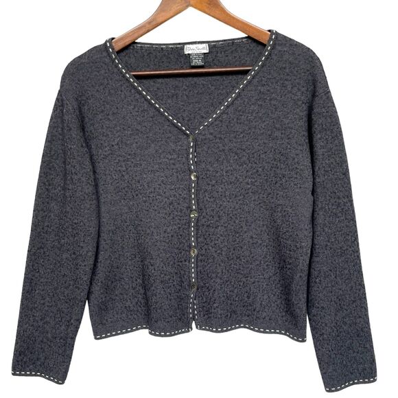 Silvia Novelli Button Front Cardigan Women Size M Gray Merino Wool‎ Italy Made - Picture 1 of 12